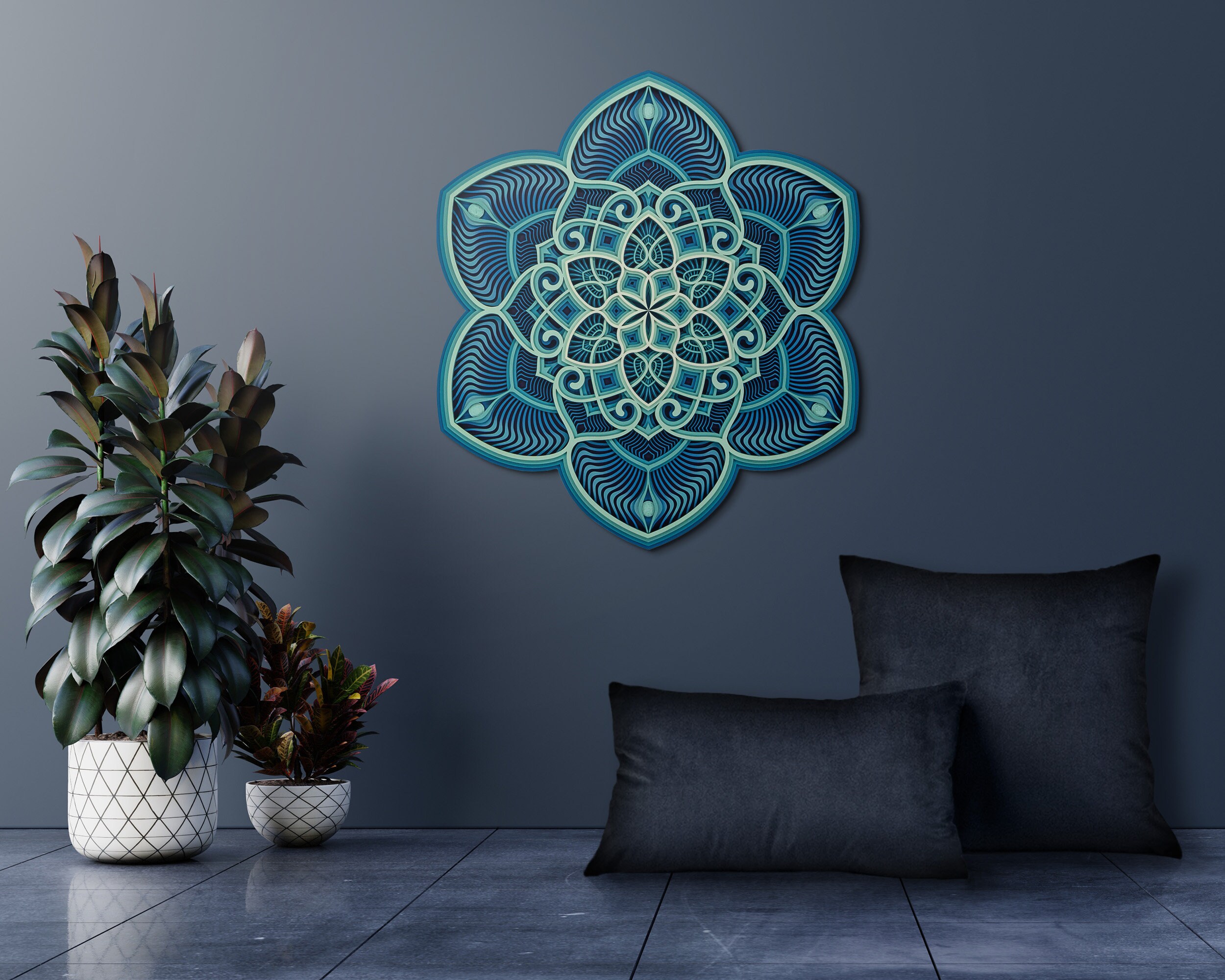 Wall Art Sacred Geometry Mandala ocean Waves | Etsy