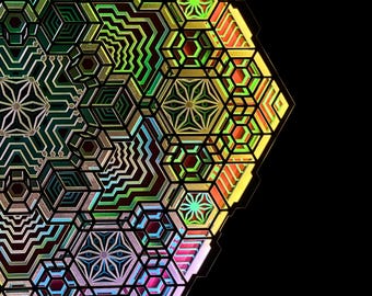 Led Mandala Wall Art Sacred Geometry "Vega", 80cm. With an addressable or standard LED RGB strip.