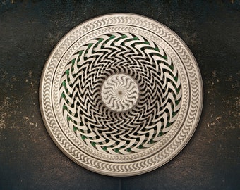 Running Mandala 90 cm "Inner Vibration" LED Lamp Wall Art  Sacred Geometry. 3D Multilayered