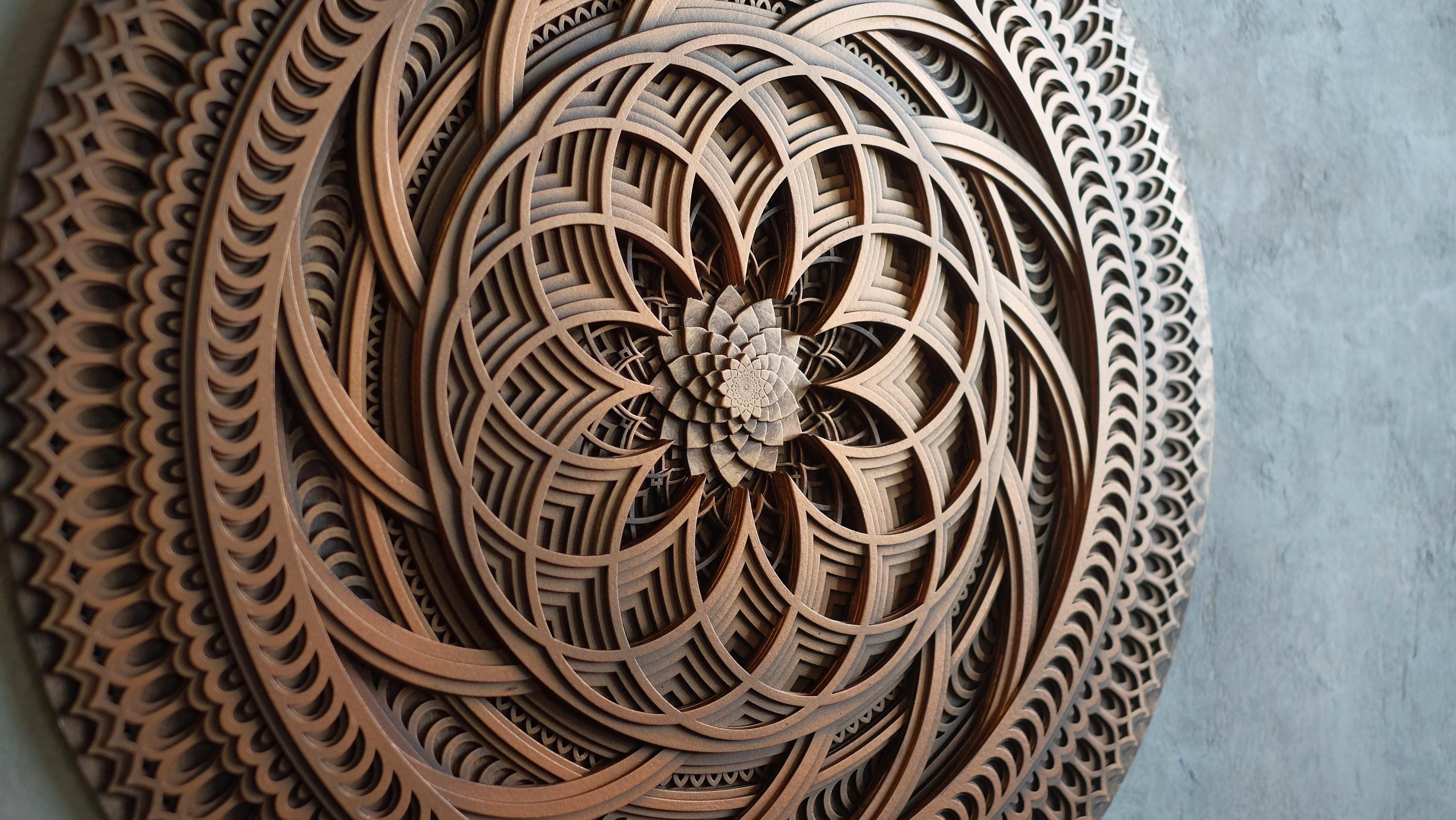 Wall Art 80cm. Sacred Geometry Wooden Mandala "lotus". - Etsy