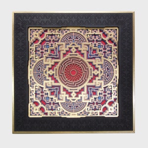 Decorazione da parete con mini mandala "Ayahuasca" incorniciata.