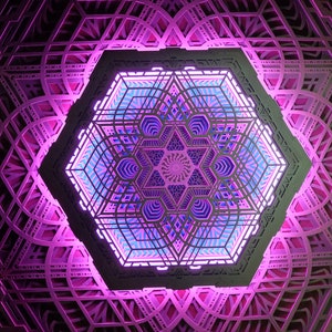 Gaya lamp + 6 additional modules. Large Wall Art Sacred Geometry.