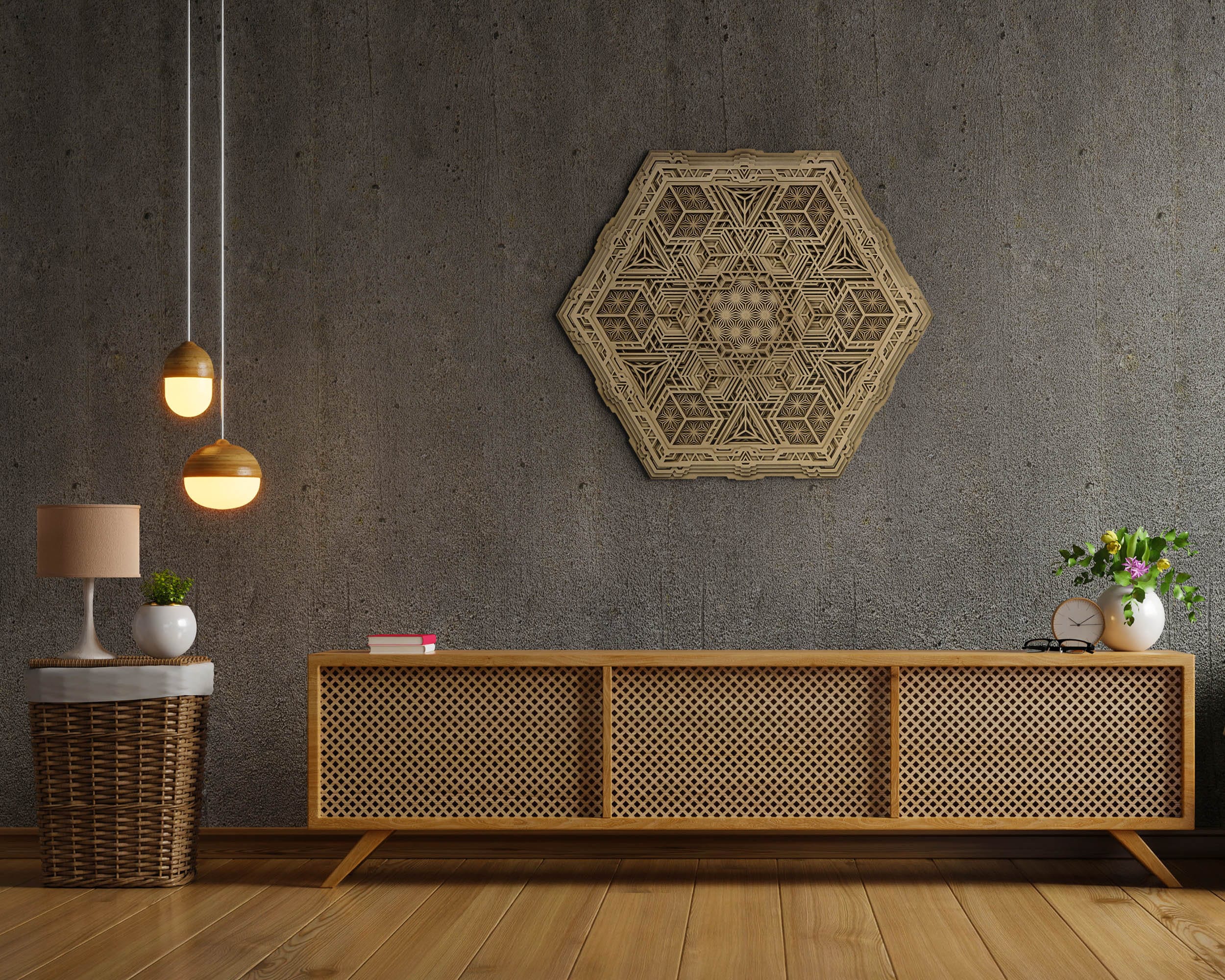 Mandala Wall Art Sacred Geometry Hexagonal 3D Art "navi" - Etsy