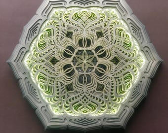 Wall Art 67cm/26" Sacred Geometry Led Lamp "Golden Teacher".