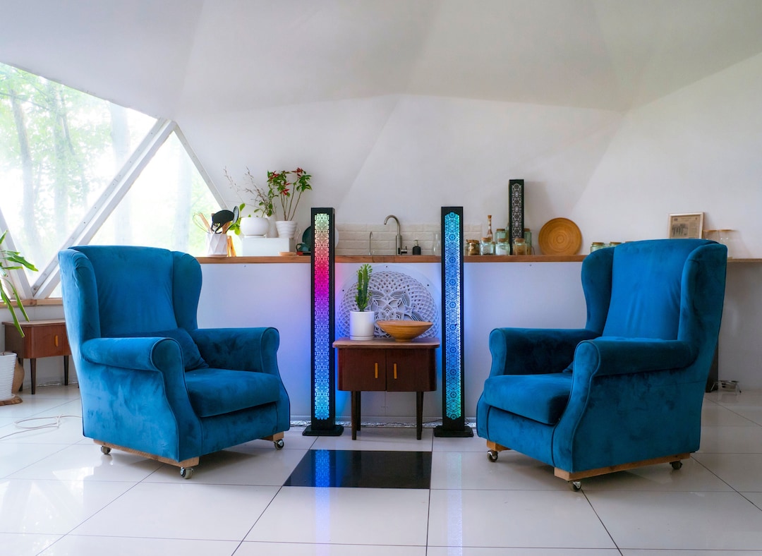 Set of 2 Floor Lamps 121 Cm With Smart Led, Remote Control Etsy