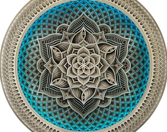 Wall Art 70 сm/28" Sacred Geometry Led Lamp Golden Flower. Psychedelic lamp, led mandala.
