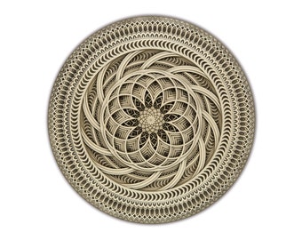 Wall Art 90cm. Sacred Geometry wooden Mandala "Lotus".