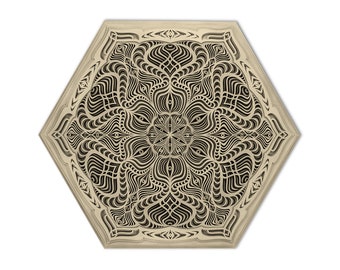 Wandkunst 56 cm/ 22" Heilige Geometrie Mandala ""Golden Lehrer""