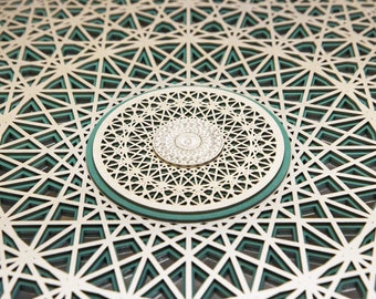 Wall Art 50 сm/19.7" Sacred Geometry Mandala "Green Crystal"