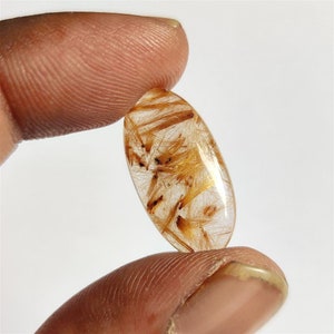 Goldener Rutil, Rutil glatter Cabochon, natürlicher goldener Rutil glatter ovaler Cabochon 24x12,5 MM, lose Edelstein Cabochon, Rulit für Schmuck
