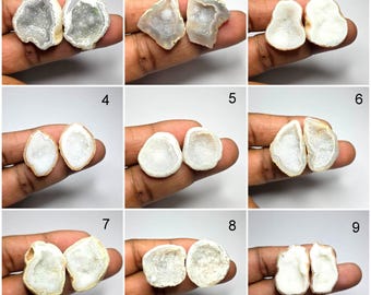 Natural Druzy Agate Geode Pair, Jewelry Making