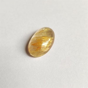 Rutilo dourado, cabochão liso de rutilo, cabochão oval liso de rutilo dourado natural 21x13 mm, cabochão de pedras preciosas soltas, rulita para joias