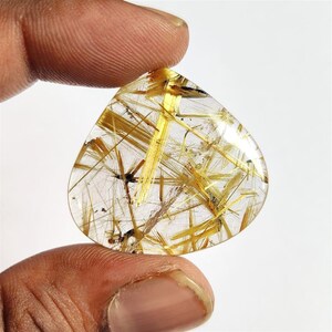 Rutilo dorato, cabochon liscio rutilo, cabochon cuore liscio rutilo dorato naturale 34,5x33 MM, cabochon di pietre preziose sciolte, rulite per gioielli