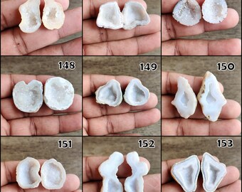 Tiny Natural Druzy Agate Geode Pair: Jewelry Making