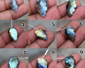 Natural Labradorite Leaf Briolette: Faceted Gemstone Pendant