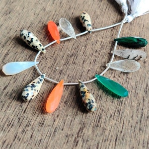 Multi Gemstone Elongated faceted drops | gemstone faceted briolette | gemstone briolette 24x7 MM briolette | faceted gemstone