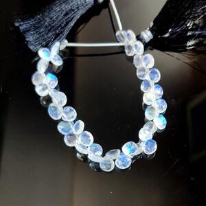 Rainbow Moonstone Faceted Heart Briolette Strand - 6mm, 3&#39;&#39;