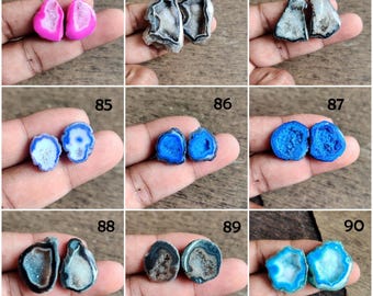 Multi Druzy Agate Geode Pair: Jewelry Making Supplies