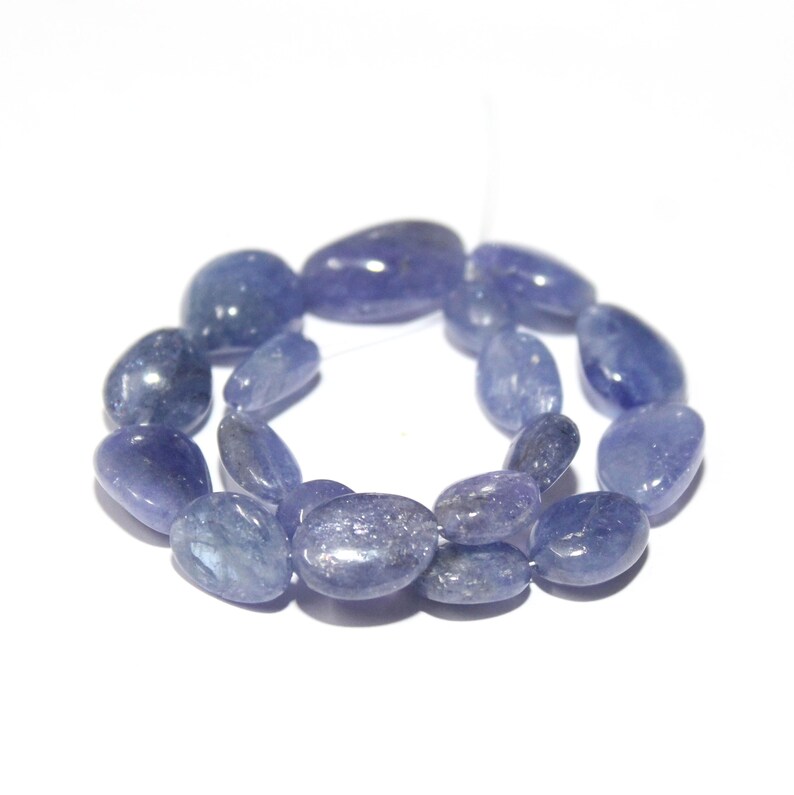 Natural Tanzanite smooth nuggets beads 18x12-9x7.5 MM Tanzanite smooth tumble beads strand for making jewelry