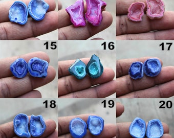 Lots of beautiful Multi druzy agate geode pair, geode druzy agate pair for making jewelry
