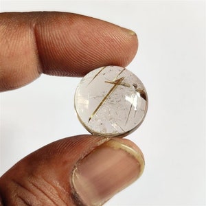 Rutilo dorato, cabochon liscio rutilo, cabochon rotondo liscio rutilo dorato naturale 18,5 MM, cabochon di pietre preziose sciolte, rulite per gioielli