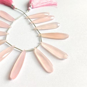 Pink Chalcedony pear briolette | gemstone faceted briolette 38x9-36x8 MM | Pink Chalcedony briolette | pink gemstone briolette
