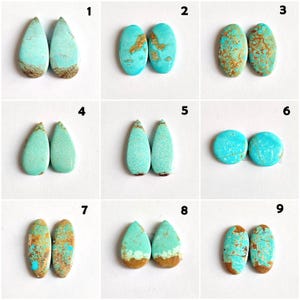 Number 8 Turquoise Cabochon Pair: Smooth Oval Gemstone