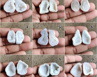 Natural Druzy Agate Geode Pair: Jewelry Making Supplies