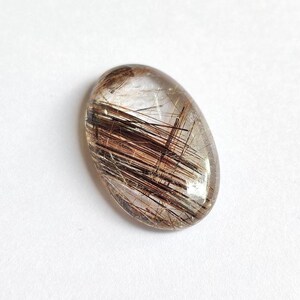 Rutilo em ouro rosa, cabochão liso de rutilo com arco-íris, cabochão liso de rutilo natural 41x25,5 mm, cabochão de pedras preciosas soltas, rulita para joias