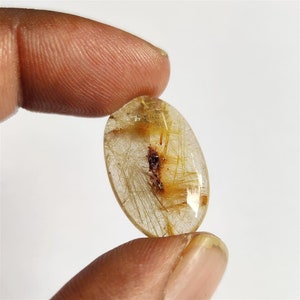 Gouden rutiel, Rutiel gladde cabochon, natuurlijke gouden rutiel gladde ovale cabochon 25x15.5 MM, losse edelsteen cabochon, ruliet voor sieraden