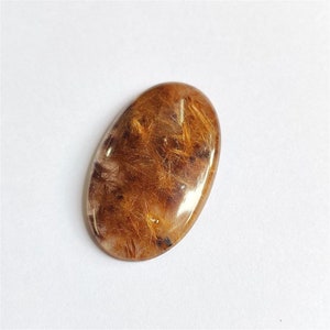 Gouden rutiel, Rutiel gladde cabochon, natuurlijke gouden rutiel gladde cabochon 53.5x31.5 MM, losse edelsteen cabochon, ruliet voor sieraden
