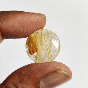 Gouden rutiel, Rutiel gladde cabochon, natuurlijke gouden rutiel gladde ronde cabochon 19 MM, losse edelsteen cabochon, ruliet voor sieraden