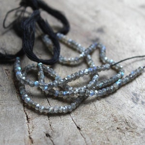 Natural Labradorite faceted roundel beads 3 MM , Labradorite faceted beads strand for making jewelry, labradorite 10 beads