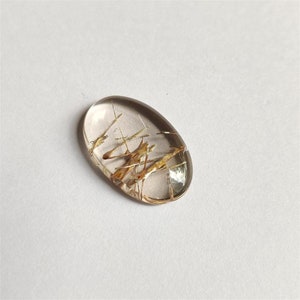 Goldener Rutil, Rutil glatter Cabochon, natürlicher goldener Rutil glatter ovaler Cabochon 25,5x17 MM, lose Edelstein Cabochon, Rulit für Schmuck