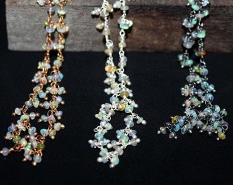 Ethiopian Welo Opal Rondelle Rosary Chain with Brass Dangle