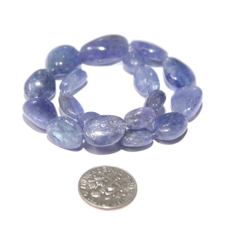 Natural Tanzanite smooth nuggets beads 18x12-9x7.5 MM Tanzanite smooth tumble beads strand for making jewelry