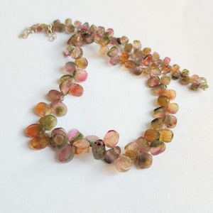 Bio Toermalijn Plakjes Ketting: Sterling Zilveren Briolette Hanger