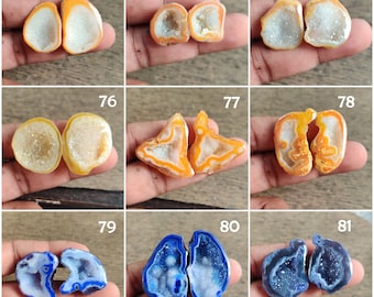 Lots of beautiful Multi druzy agate geode pair | geode druzy agate pair for making jewelry | purple geode | yellow geode | green geode