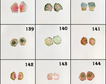 Raw Tourmaline| Lots of Natural WaterMelon tourmaline unpolished flat back pair | tourmaline pair for making earrings | tourmaline pair