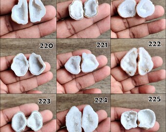Natural Druzy Agate Geode Pair: Tiny Jewelry Making Stones