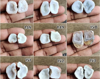 Natural Druzy Agate Geode Pair: Tiny Jewelry Making Stones
