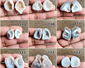 Lots of beautiful Tiny Natural druzy agate geode pair, geode druzy agate pair for making jewelry, druzy agate pairs for jewelry
