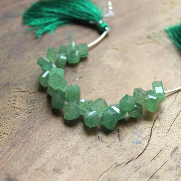 Natural Green Aventurine faceted cube briolette 8-10 MM 4.5 inch strand, aventurine faceted cube beads, gemstone cube beads