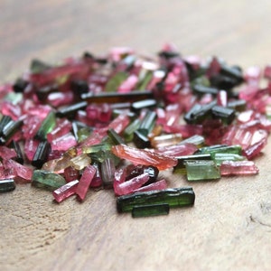 Natural raw Multi tourmaline 6-12 MM long loose stone | pink tourmaline pencil | blue tourmaline, green tourmaline | rough tourmaline stone