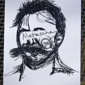 Philosoph Nietzsche Print - 13 x 18 cm Line Art Style Philosophie!