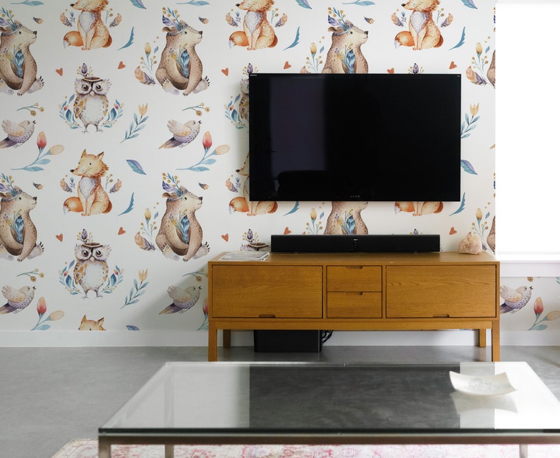 Owl Owl Removable Wallpaper Peel and Stick 129 Etsy