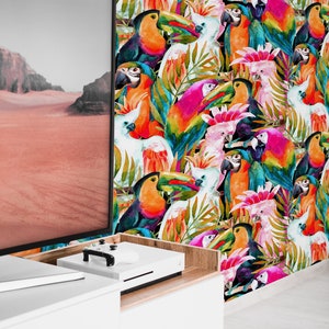 Color Parrot    | Color Parrot   Removable Wallpaper | Peel and Stick |  #118