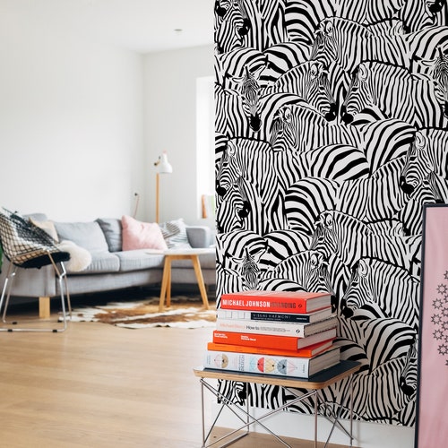 Zebra Zebra Removable Wallpaper Peel and Stick 41 Etsy