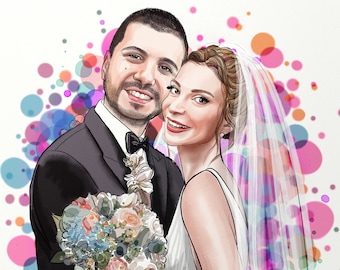 Romantic Wedding Invitation, Digital Watercolor Portrait From Your Photos, Custom Portrait, Wedding Concept, Personalized Invitation