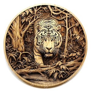 3D Illusion Tiger | Laser Engraving File PNG | Lightburn File | Tiger 04